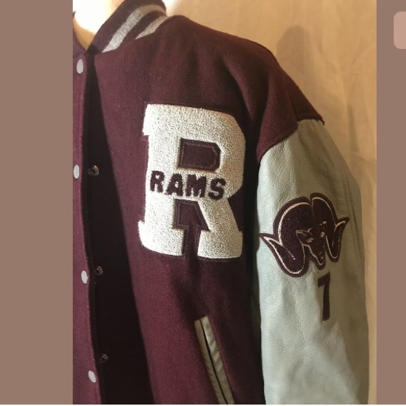 Vintage LA Rams Varsity Letterman Red Jacket 44 L - Picture 2 of 8